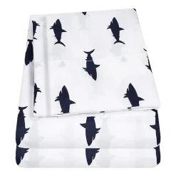 Sweet Home Collection™ Swimming Sharks Microfiber Wrinkle Resistant Kids Sheet Set