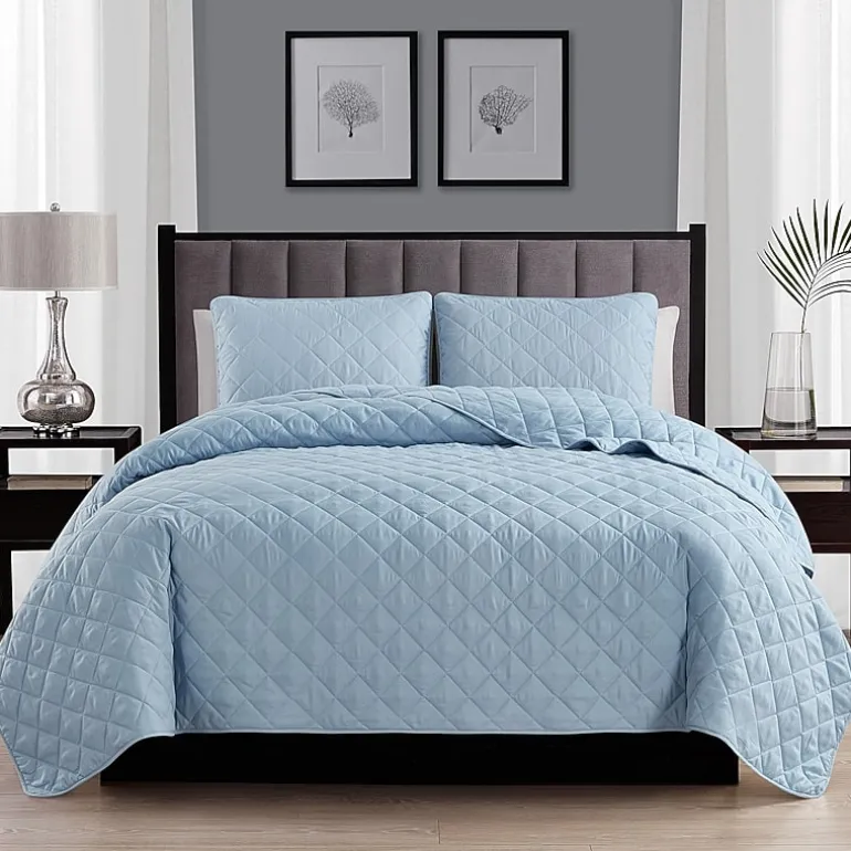 Swift Home Lightweight Oversized Diamond Stitched Coverlet Bedspread Set Wrinkle Resistant Quilt Set