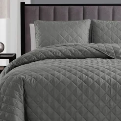 Swift Home Lightweight Oversized Diamond Stitched Coverlet Bedspread Set Wrinkle Resistant Quilt Set