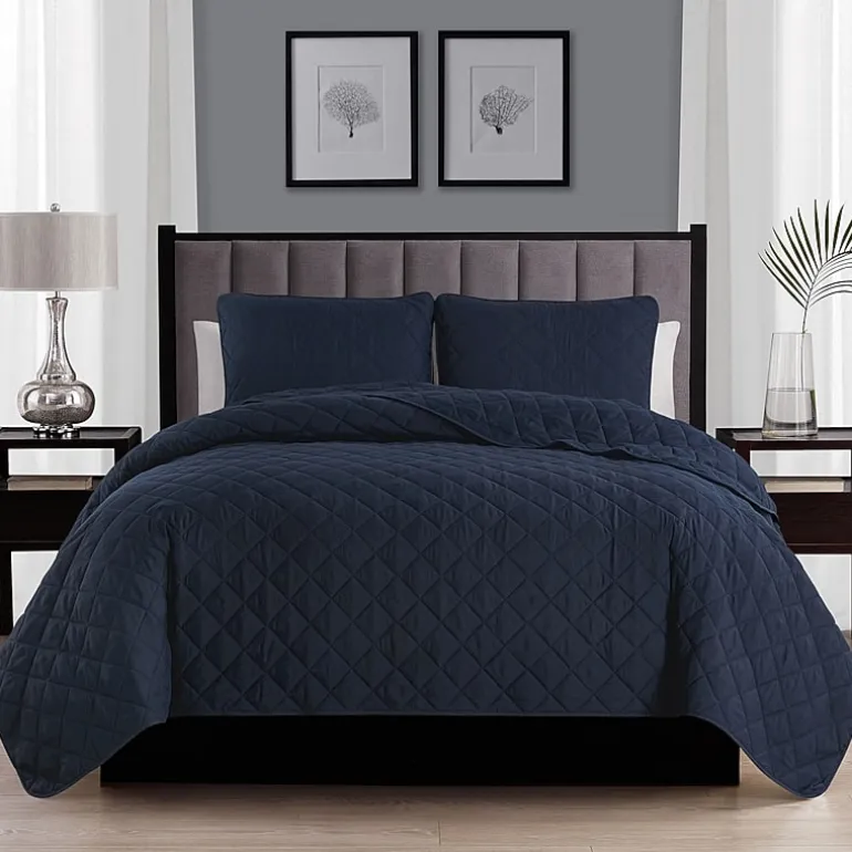 Swift Home Lightweight Oversized Diamond Stitched Coverlet Bedspread Set Wrinkle Resistant Quilt Set