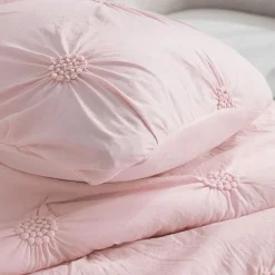 Swift Home Luxurious Ruched 3d Floral Pintuck Sham And Midweight Down Alternative Comforter Set