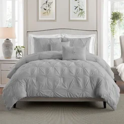 Swift Home Luxurious Ruched 3d Floral Pintuck Sham And Midweight Down Alternative Comforter Set