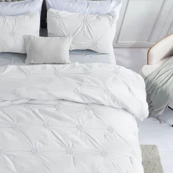 Swift Home Luxurious Ruched 3d Floral Pintuck Sham And Midweight Down Alternative Comforter Set
