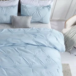 Swift Home Luxurious Ruched 3d Floral Pintuck Sham And Midweight Down Alternative Comforter Set