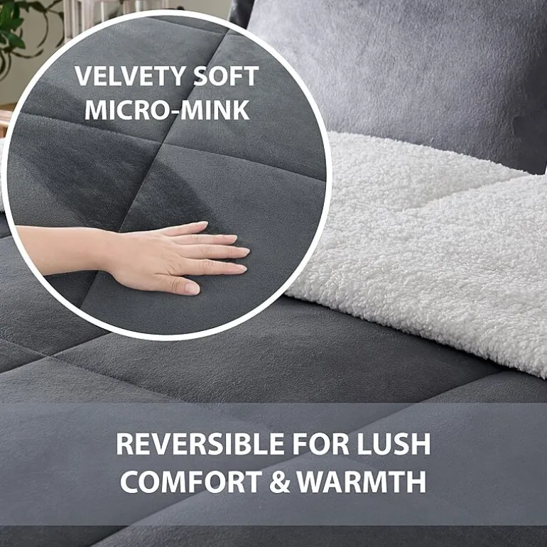 Swift Home Reversible Micro-Mink And Sherpa Midweight Down Alternative Comforter Set