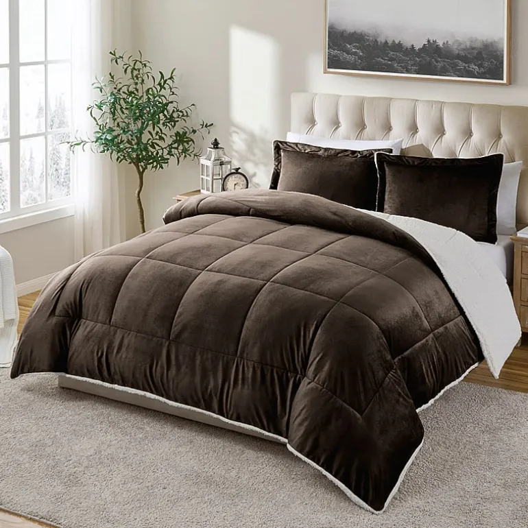 Swift Home Reversible Micro-Mink And Sherpa Midweight Down Alternative Comforter Set