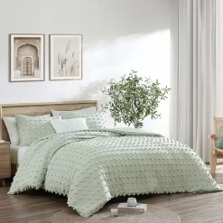 Swift Home Tufted Pom Pom Boho All Season Midweight Down Alternative Comforter Set