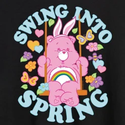 Swing Into Spring Womens Juniors Round Neck Short Sleeve Oversized Care Bears Graphic T-Shirt