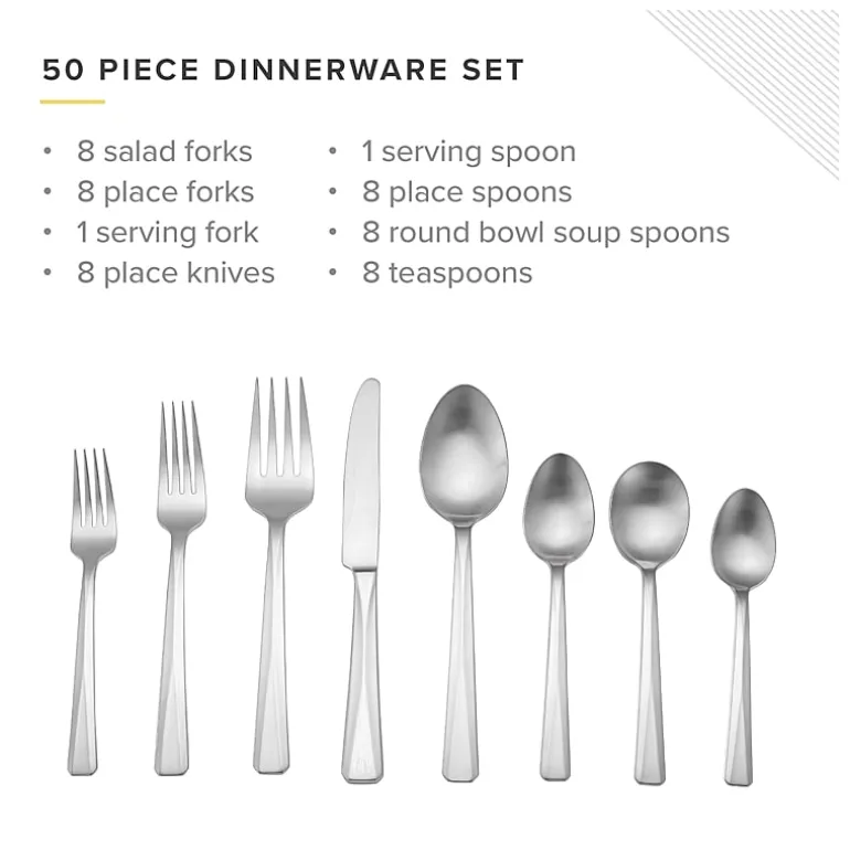 Table 12 Stainless Steel 50-pc. 18/10 Flatware Set
