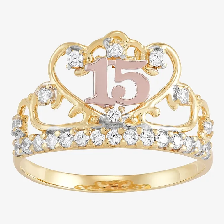 Tesoro™ Cubic Zirconia 14K Two-Tone 15 Quinceanera Ring