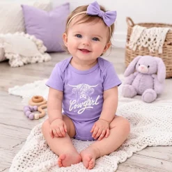 The Juniper Shop - Cowgirl Highland Cow - Baby Short Sleeve Graphic Bodysuit