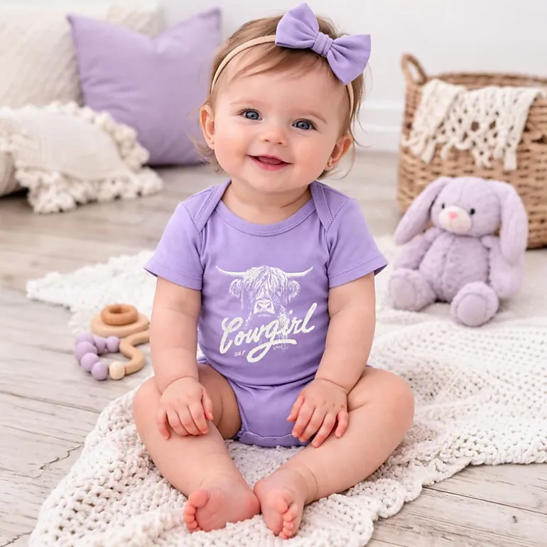 The Juniper Shop - Cowgirl Highland Cow - Baby Short Sleeve Graphic Bodysuit