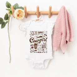 The Juniper Shop - Cowgirl Sketched Icons - Baby Flutter Sleeve Bodysuit