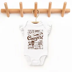 The Juniper Shop - Cowgirl Sketched Icons - Baby Flutter Sleeve Bodysuit
