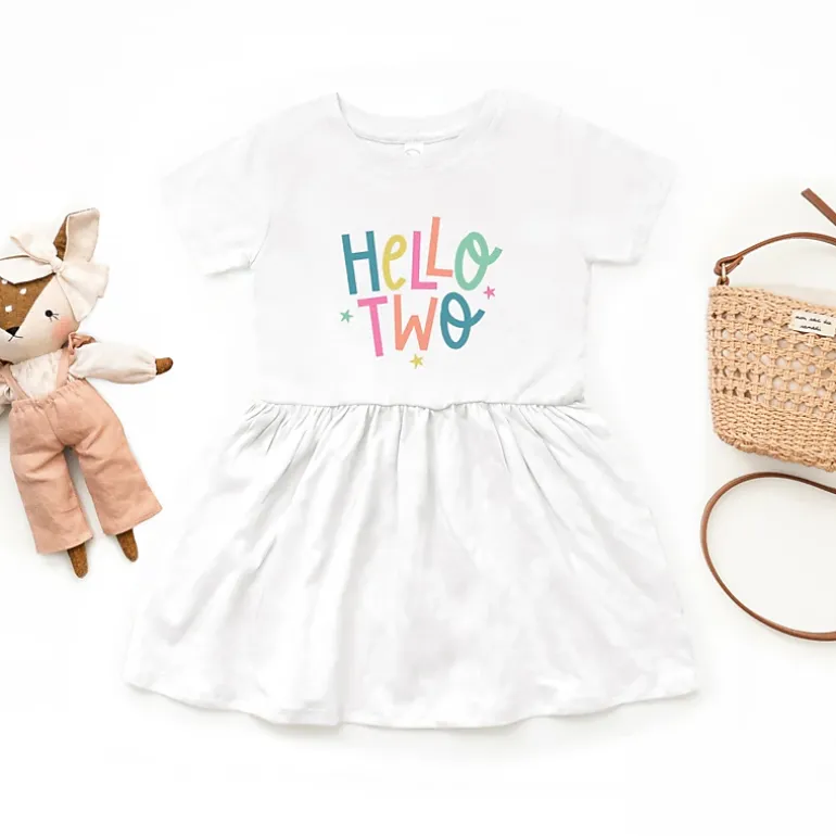 The Juniper Shop - Hello Two Stars - Toddler Girl's Graphic Dress