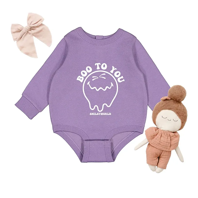The Juniper Shop - Infant Fleece BodySuit - SmileyWorld Boo To You