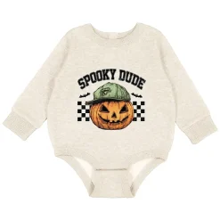 The Juniper Shop - Infant Fleece BodySuit - Spooky Dude Checkered Pumpkin