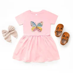 The Juniper Shop - Infant Girl's Dress - Denim Butterfly Faux Patchwork