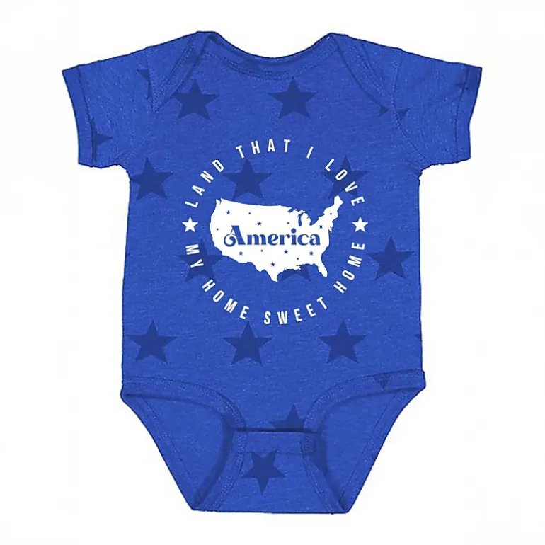 The Juniper Shop - Land That I Love Circle - Baby Short Sleeve Star Bodysuit