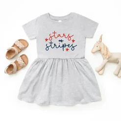 The Juniper Shop - Patriotic Stars And Stripes Cursive - Toddler Graphic Dress