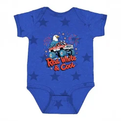 The Juniper Shop - Red, White & Cool Truck Eagle - Baby Short Sleeve Star Bodysuit