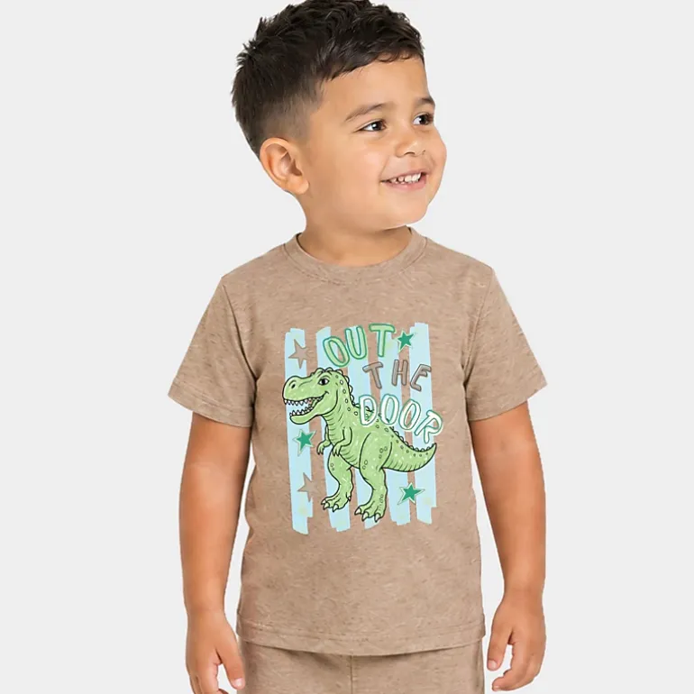 The Juniper Shop - Toddler Crew Shorts Set of 2 - Out The Door Dinosaur
