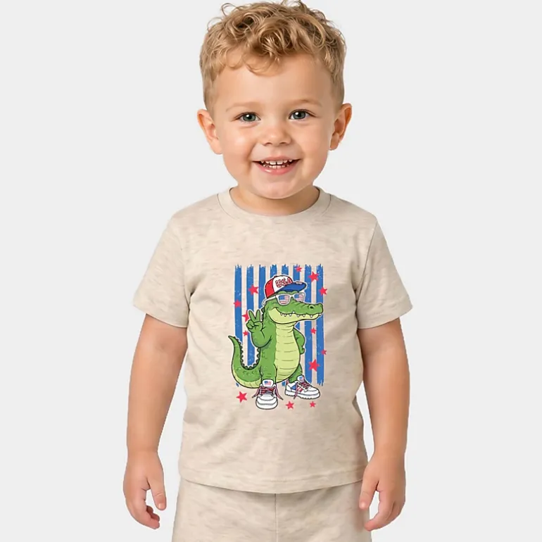 The Juniper Shop - Toddler Crew Shorts Set of 2 - Patriotic Alligator Stripes