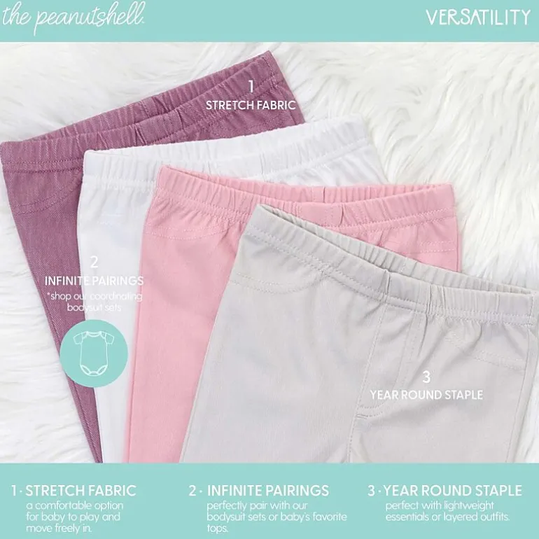 The Peanutshell Baby Girls Easy-on + Easy-off Mid Rise Straight Regular Fit Pull-On Pant