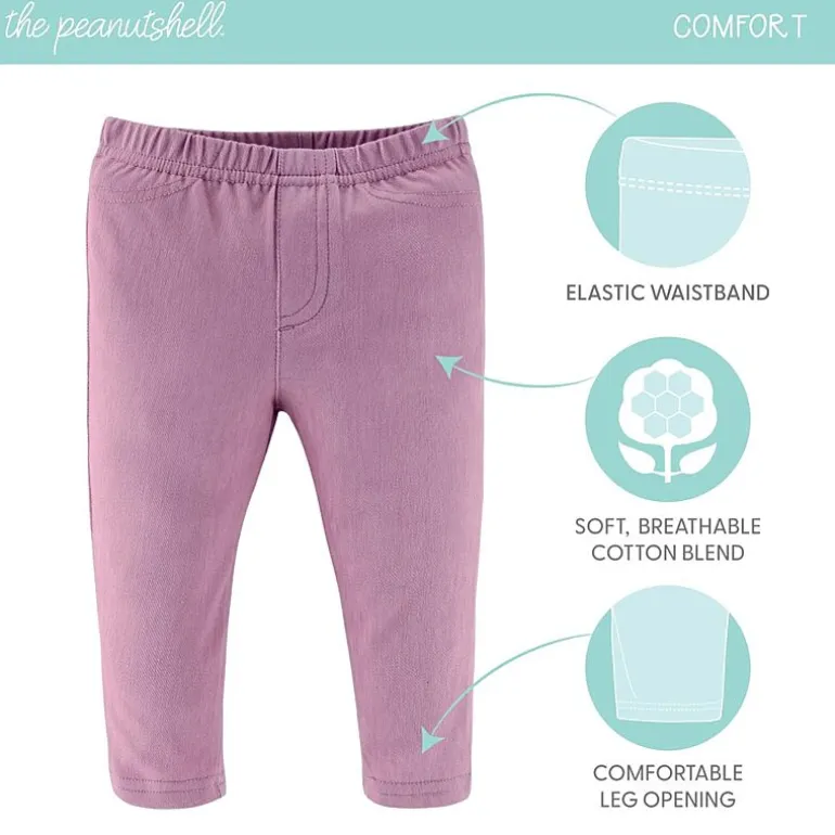 The Peanutshell Baby Girls Easy-on + Easy-off Mid Rise Straight Regular Fit Pull-On Pant