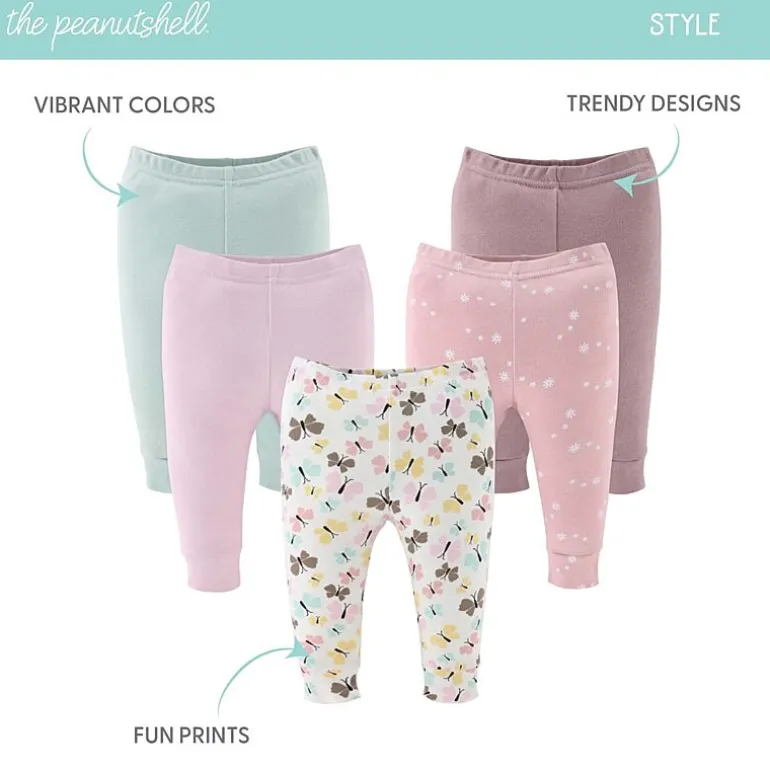The Peanutshell Baby Girls Easy-on + Easy-off Mid Rise Straight Regular Fit Pull-On Pant