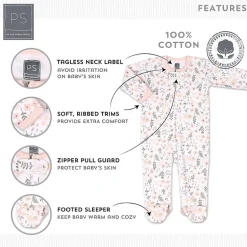 The Peanutshell Baby Girls 3-pc. Floral Sleep and Play