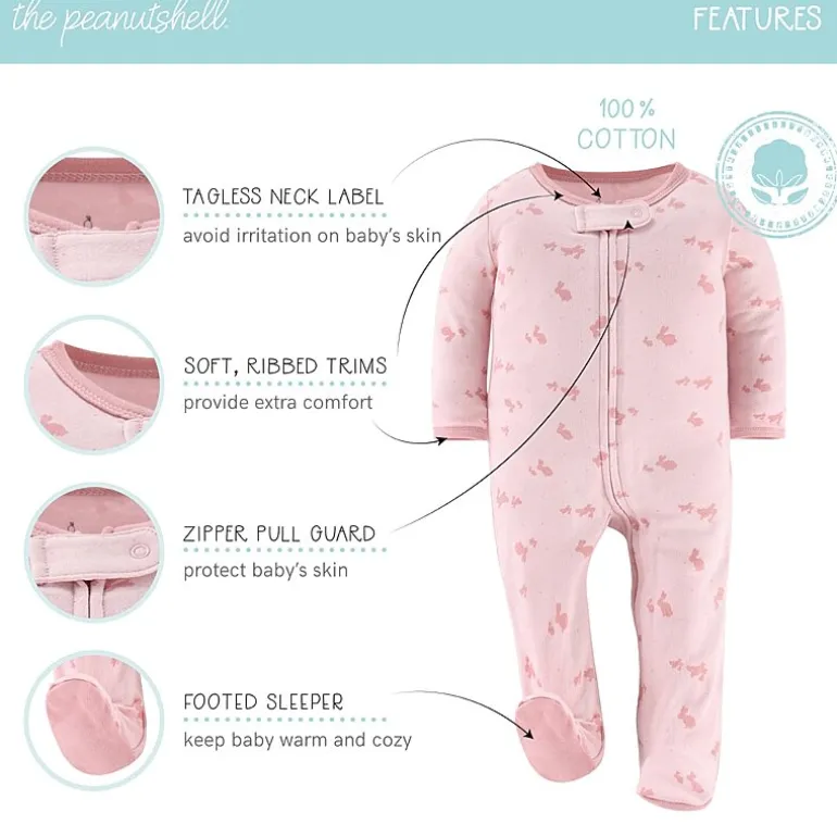 The Peanutshell Balletcore Baby Girls 3-pc. Bows Sleep and Play