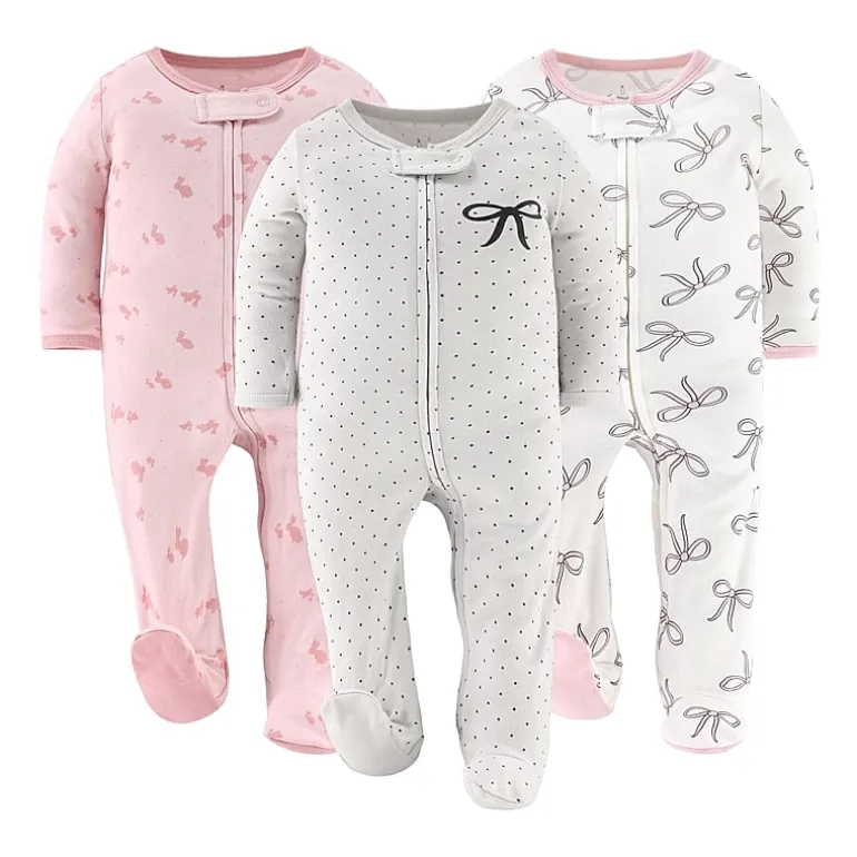 The Peanutshell Balletcore Baby Girls 3-pc. Bows Sleep and Play