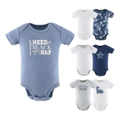 The Peanutshell Blue Camo Baby Boys Round Neck Short Sleeve 7-pc. Bodysuit