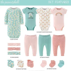 The Peanutshell Carefree Floral Nb-3m Baby Girls 16-pc. Baby Clothing Set