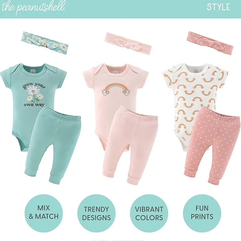 The Peanutshell Carefree Floral Nb-3m Baby Girls 16-pc. Baby Clothing Set