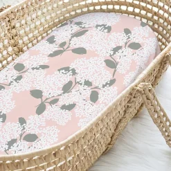 The Peanutshell Cottage Floral Organic Cotton Jersey 4-pc. Bassinet Sheet