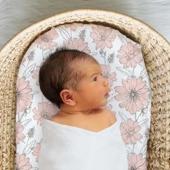 The Peanutshell Cottage Floral Organic Cotton Jersey 4-pc. Bassinet Sheet