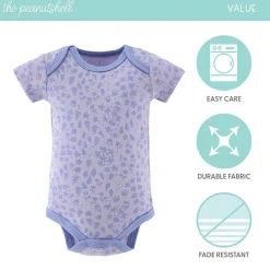 The Peanutshell Dino Girl Baby Girls Round Neck Short Sleeve 4-pc. Bodysuit