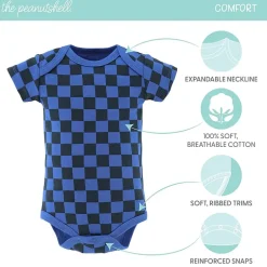 The Peanutshell Dino Truck Baby Boys Round Neck Short Sleeve 4-pc. Bodysuit