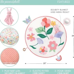 The Peanutshell Floral Play Mat & Security Blanket 4-pc. Crib Bedding Set