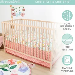 The Peanutshell Floral Play Mat & Security Blanket 4-pc. Crib Bedding Set