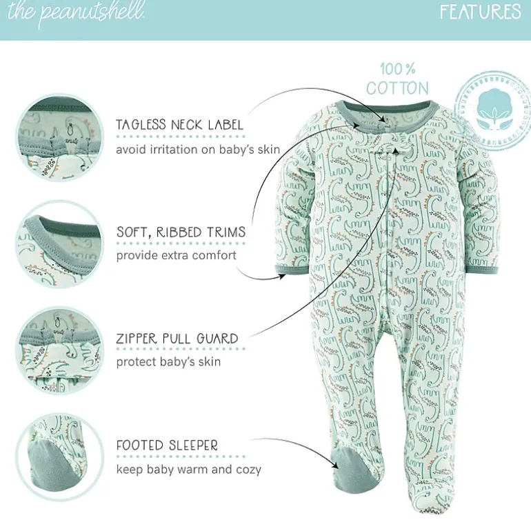 The Peanutshell Green Dino Baby Boys 3-pc. Sleep and Play