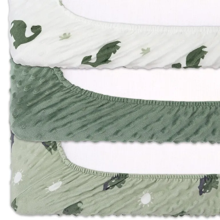 The Peanutshell Green Dino 3-pc. Changing Pad Cover