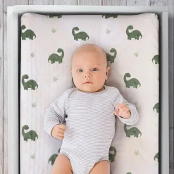 The Peanutshell Green Dino 3-pc. Changing Pad Cover