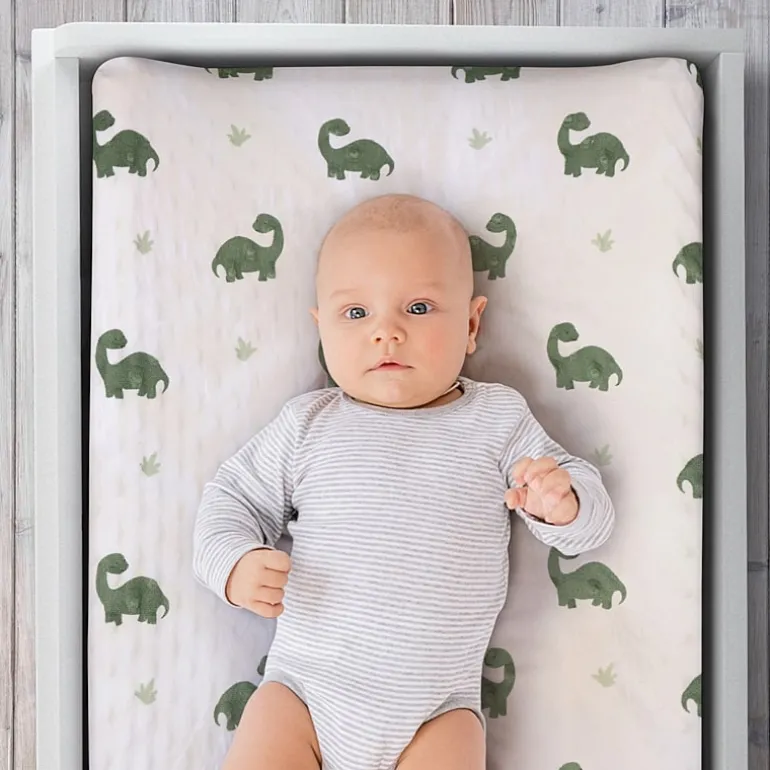 The Peanutshell Green Dino 3-pc. Changing Pad Cover