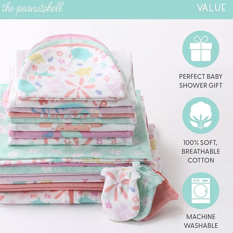The Peanutshell 0-3m Ocean Flower Baby Girls 23-pc. Baby Clothing Set