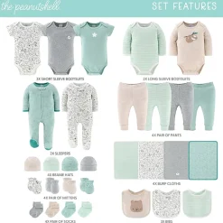 The Peanutshell 0-3 Month Baby Unisex 30-pc. Baby Clothing Set