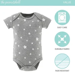 The Peanutshell Neutral Safari Baby Unisex Round Neck Short Sleeve 7-pc. Bodysuit