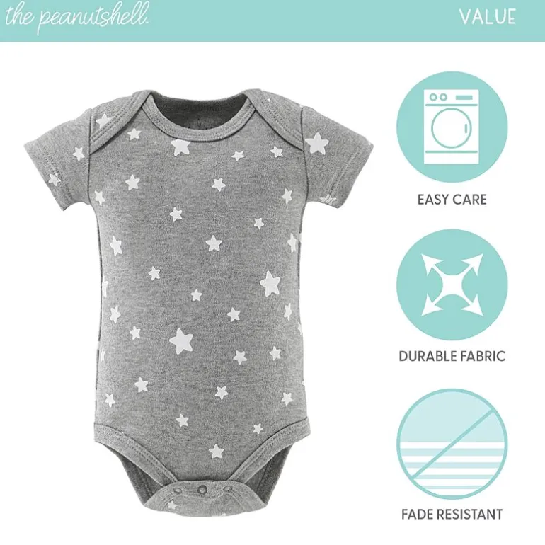 The Peanutshell Neutral Safari Baby Unisex Round Neck Short Sleeve 7-pc. Bodysuit